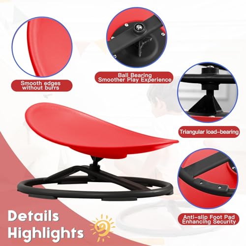 Image of BABAMU Spinning Chair for Autistic Kids, Sensory Swivel Chair, 220LBS Weight Capacity, Autism Sensory Products, Autism Toys, Sensory Toy (RED, Egg)