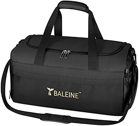BALEINE Duffle Bag for Men and Women, Waterproof Dufflebag with Wet Clothes & Shoe Compartments for Sports, Gym, Travel (Black) 1 BALEINE Duffle Bag for Men and Women, Waterproof Dufflebag with Wet Clothes & Shoe Compartments for Sports, Gym, Travel (Black)