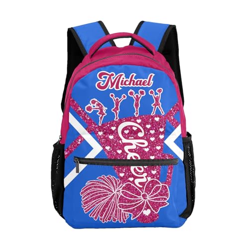 Daypack for Boys Girls Custom Cheer Cheerleader Fushcia Blue Navy Student Backpack Teens College Bookbag Personalized Name Bag Gifts