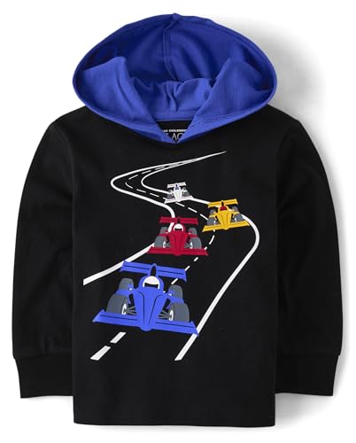 The Children's Place,Baby Boys,and Toddler Long Sleeve Shirt with Hood,Racecars,6 Months,9 Months