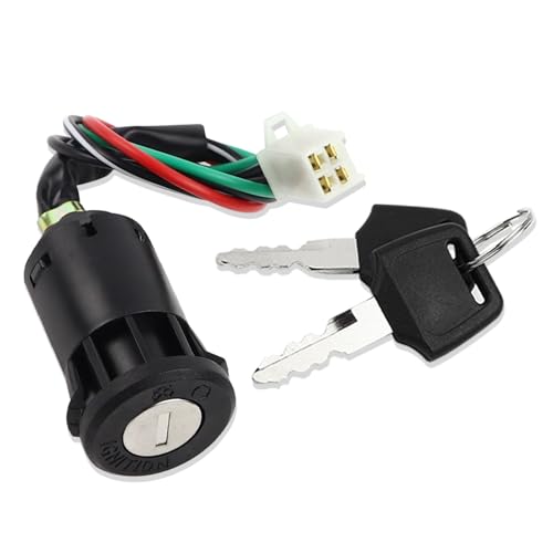 FLYPIG 4 Wires Ignition Switch Key 50 70 90 110 125 150 200 250CC ATV Dirt Pit Bike Taotao BW50 DT50 FJR1300 FZ1 FZR400 YX600 Road Star TTR90 V Star 250 WR250 XT225 YZ80 1990-2014 for Yamaha Kawasaki