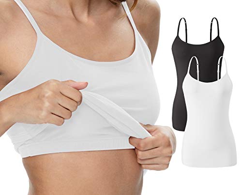 Image of Vislivin Womens Cotton Camisole Adjustable Strap Tank Tops with Shelf Bra Stretch Undershirts