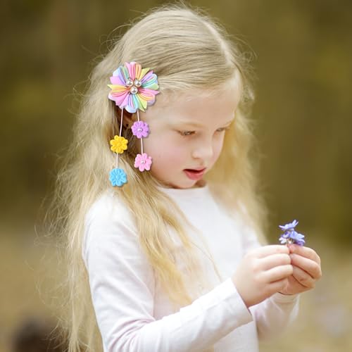 Image of 6PCS Hair Bows for Girls Cute Hair Bows for Girls, Flower Hair Accessories for Girl's Grosgrain Ribbon Bows With Alligator Clips Girl Hair Accessories for Kids Teen Toddler Women Girl