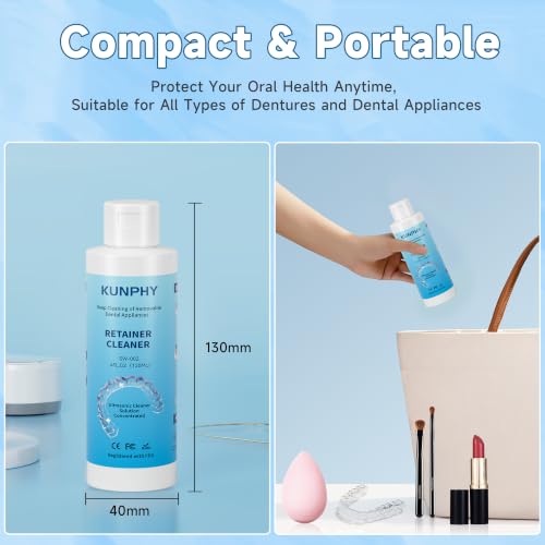 Image of Ultrasonic Retainer Cleaner Solution for Ultrasonic Denture Cleaner-Professional Cleaning of Retainers, Invisible Aligners, Mouth Guards, Night Guards, Remove Odors, Discoloration & Stains 4oz