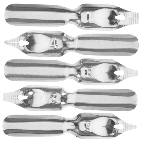 Homoyoyo 5pcs Beveled Steel Pen Calligraphy Steel Nibs Lettering Refillable Oblique Adults Beginners for Calligraphy Nibs Silver