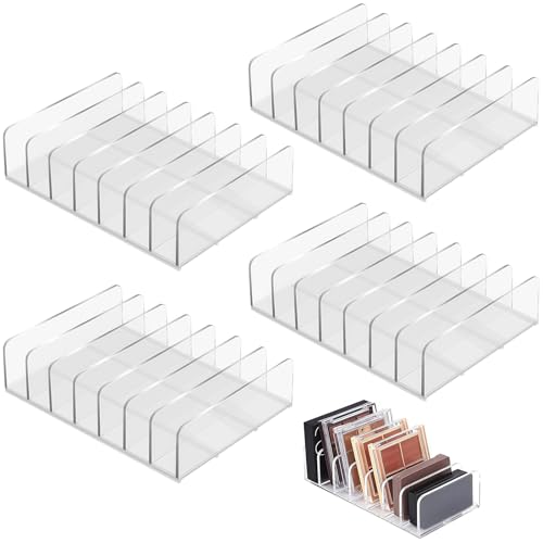 TTYSHIP® 4 Pièces Rangement Palette Maquillage, Transparent Organisateur Palette Cosmétique avec 7 Emplacements pour Vanité Comptoir Salle de Bain