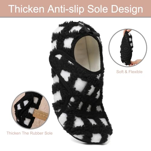 Slippers for Women Men Slippers Socks Fuzzy Indoor House Slippers Rubber Sole Warm Fleece Lined Slip On Soft-Lightweight Non Slip Barefoot Slippers3