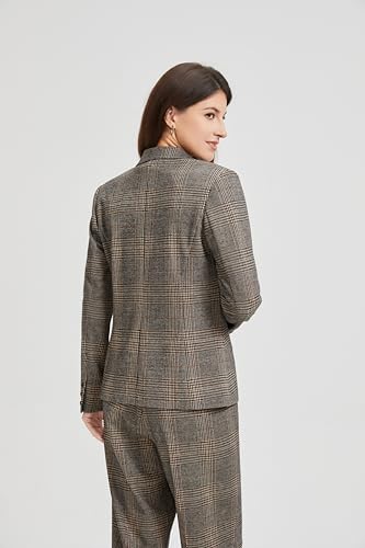 Elegant Checkered Lapel Office Blazer for Women - Business Formal & Professional Workwear3