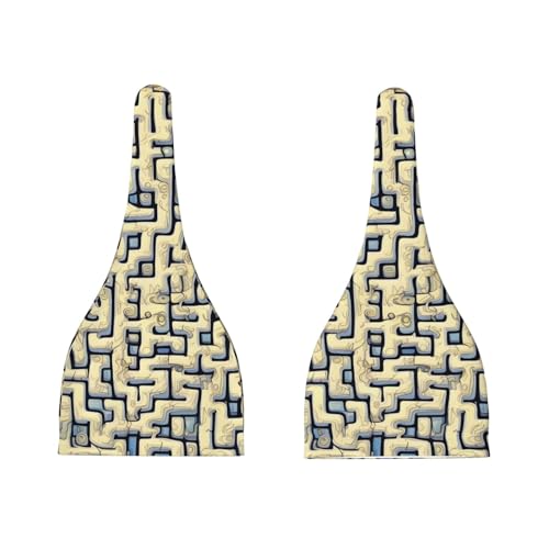 Newborn Baby Hat, Labyrinth Treasure Map Print Soft Top Knot Beanie Cap, Cute Baby Headwear for 0-6 Months Black3