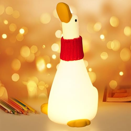 QIRAHQI Veilleuse Bébé, Veilleuse Canard pour Enfants - Lampe Tactile USB Rechargeable, 3 Niveaux de Luminosité, Minuteur 30 Min, Veilleuse en Silicone pour Chambre d'Enfant, Cadeau Garçon et Fille