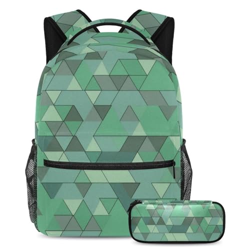 Cartable et sac à dos triangles verts pour ranger toutes les affaires
