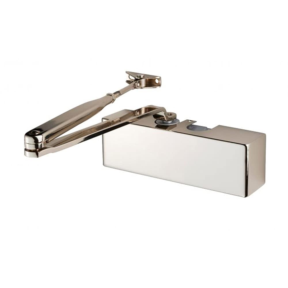 Loops Polished Nickel Plated Template Adjustable Overhead Door Closer - Upto 80Kg Doors - Polished Nickel | Automtaic Door Controls - Commercial Door Closer -Fire Door Secure Closer