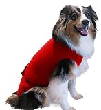 Surgi~Snuggly Red - MS - EC The Original E Collar Alternative Dog Onesie Suit Made with American Tex
