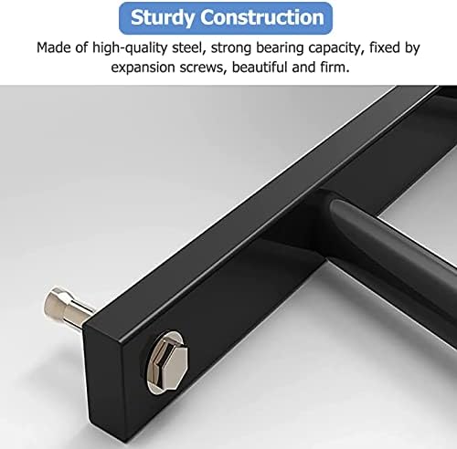 Wall-Mounted Yoga Mat Holder & Stand - Sturdy Black Metal Shelf for Gym, Office, Garage - Foam Roller & Equipment Display, 2/4/6/8 Tier Storage Options image 5