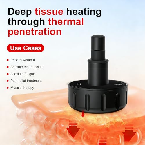 Image of LEERCON Heating Head for Small Massage Gun - 3-Temp Settings (104 /113 /122F) & 15-Min Auto-Off, Portable Rechargeable Handheld Accessory for Muscle Pain Relief