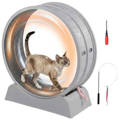 LEADZM Roue d'exercice pour Chat 80cm - Roue pour Chat pour 15 kg et Moins Chats - Connecteur de Rail en Plastique, résistant aux Rayures, Stable et...