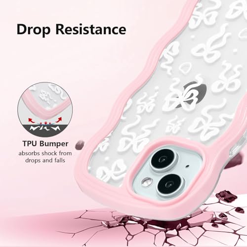 Coque silicone iPhone 15 transparente antichoc vague rose TPU - 4