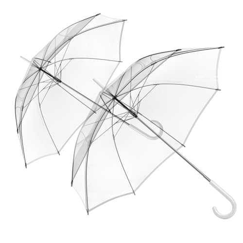 GOODS+GADGETS Durchsichtiger Regenschirm transparent weißer Stockschirm Ø 100 cm; Eleganter Regenschirm in transparent - Das Fashion-Highlight (2x Stockschirm Ø 100 cm)