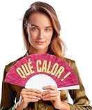 FIESTAS GUIRCA | Abanico Que Calor Multicolor - Accesorio para Despedidas de Soltero, Fiestas de Disfraces y Celebraciones - Ideal para Todos los Usuarios - Multicolor
