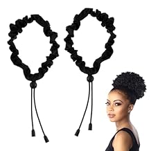 Sibba Elastics Silk Hair Ties Press Curly Scrunchies Hair Styling 2 PCS Loc Headband Puff Cuff Ponytail Holder Adjustable Dreadlock Bands Stretching Tie Thick Stretchers Head Bun Silk Pattern