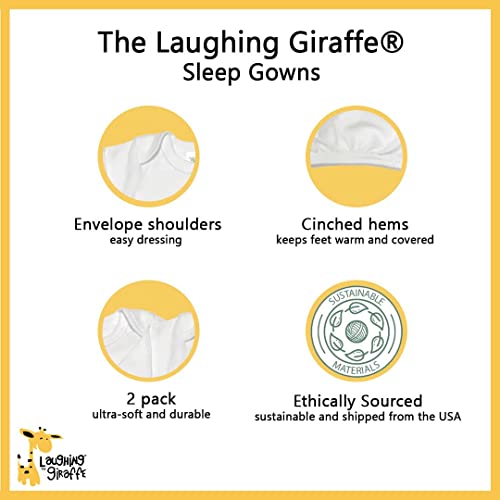 Laughing Giraffe Baby Long Sleeve Sleeper Gowns (Set Of 2 -Lg3800) White 0-3 Months #TOP1