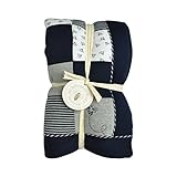 Burt's Bees Baby - Honeybee Mini Check Reversible Quilt, 100% Organic and 100% Polyester Fill (Blueberry)