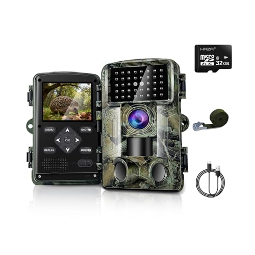 #rémunéré #Amazon<br>Caméra de Chasse 58MP HD Caméra Chasse Vision Nocturne No Glow IP66 Etanche des Animaux détecteur de Mouvement Moniteur d'observation avec Carte SD 32 Go Temps de Déclenchement 0 1 s Minuterie