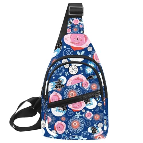 Sac de poitrine motif art abstrait bandoulière réglable 30x18cm