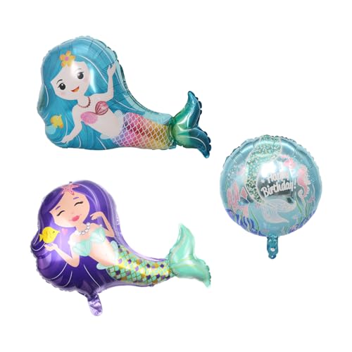 DUINIU Globos De Sirena Morados De 2 Piezas, Globos Redondos De Látex De 1 Pieza, Globos Temáticos del Océano, Juguetes Inflables para Niños, Decoraciones para Fiestas De Cumpleaños.
