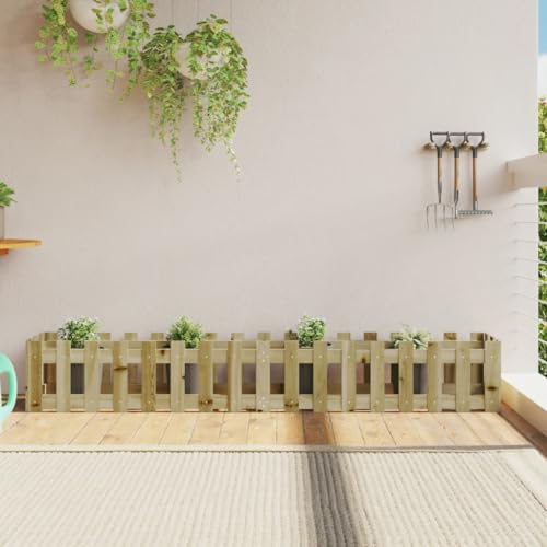 WDGJJFECNMUEHI Fioriera da Giardino 200x30x30cm in Pino Impregnato, Cassetta per Piante Rialzata, Legno Trattato Antimuffa, Ideale per Fiori e Orto, Facile Montaggio, Design Rustico e Naturale