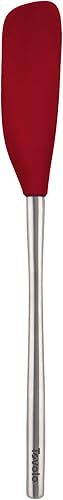 Tovolo Flex-Core - Espátula ralladora de jarras de silicona con mango largo, mango de acero inoxidable, cabeza de silicona resistente al calor con