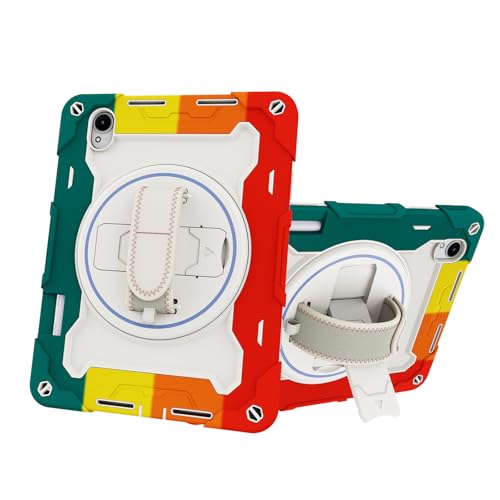 Compatible with Huawei MatePad 11.5S 2024 Case with Pencil Holder,Multi-Angle Elastic Bracket+360° Adjustable Swivel Hand Strap Three-in-one Shatter-Resistant Shell,Drop-Proof Shell(Colorful Red)