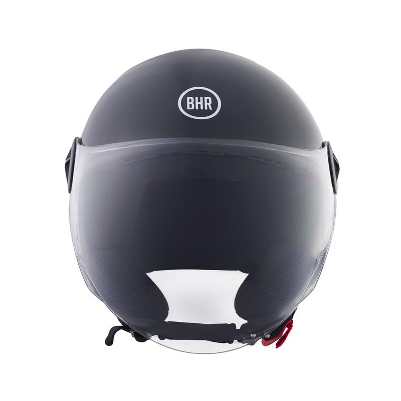BHR Casco Demi-Jet 832 MINIMAL, Casco Scooter Omologato ECE 22.06 Leggero e Compatto, Ideale per Città e Sottosella, Nero Metallizzato, L