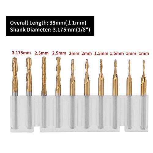 Miniatura 2 de Juego de fresas de punta de bola recubiertas de titanio, 10 Uds. Juego de fresas de fresado Kit de fresas rotativas 18 "vástago 0.039-0.125 in
