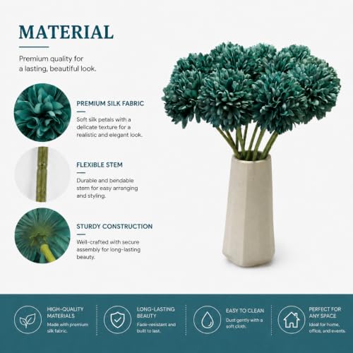 Image of Mandy's 12pcs Artificial Teal Ball Chrysanthemum Flowers