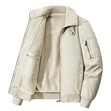 CUTeFiorino Chaquetas Rojo Chaqueta de invierno acolchada para hombre con botones y manga larga, chaqueta engrosada, chaqueta polar acolchada chaqueta de invierno para hombre, beige, 3XL