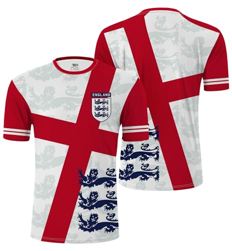 Image of ERECT PEAK Mens England Football Cup Retro Shirt Personalised Jersey T-Shirt White Red XL
