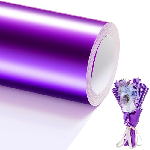 15M Purple Metallic Wrapping Paper Roll- 17in X 49Ft Metal Wrapping Paper Roll for Gift Wrapping Solid Color Paper for Christmas,Birthday,Wedding,Baby Shower PAP12PL15