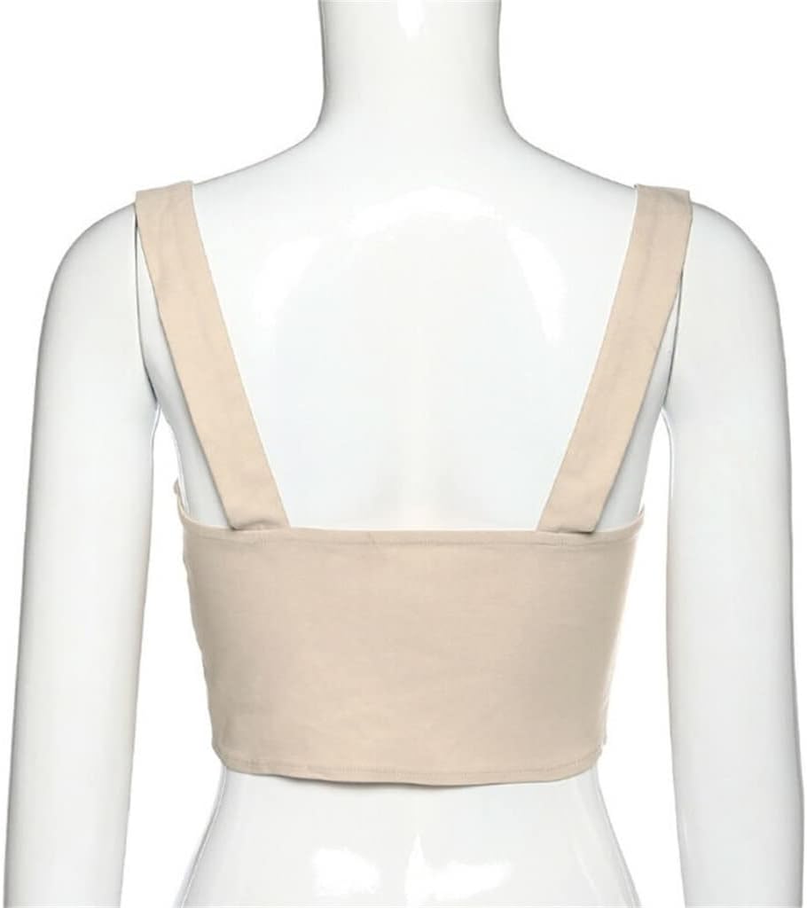 Women's Top Punk Short Slim Fit Bodycon Night Club Party Sleeveless Buckle Crop Tops