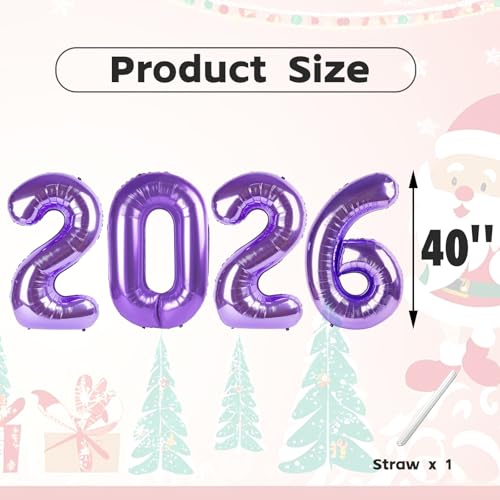 Image of 2026 Balloon Numbers Party Decorations, 40In Purple Balloons | Eye-catching Appearance, Perfect Decorative Centerpieces, Convenient Self-sealing Structure, Widely for Various Occasions