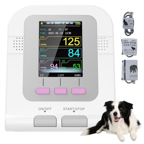 Easesyn Veterinary Blood Pressure Monitor for Small Animals Home Use Pet Hypertension Monitor 3 Cuffs Included 100 Groups Memory for Cat Dog Pet Use