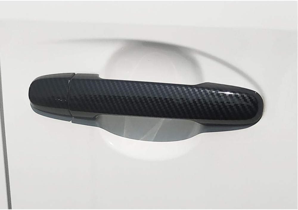 Car Door Handle Cover Trim Fit for KIA Soul 2010 2011 2012 2013 Car Stickers Overlay Chrome Carbon Fiber-Black-1-Keyhole