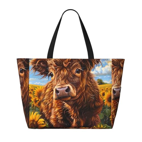 Cloud Sky Sunflower Cow Print Beach Pool Bags Tote For Women Ladies Large Gym Tote Carry On Bag For Weekender Travel Waterproof2