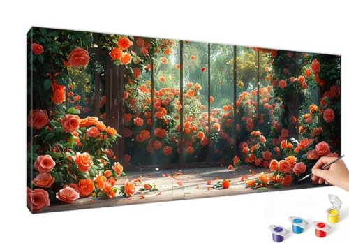 Pintar por numeros adultos rosa sin mezclar pintura para decoracion de pared