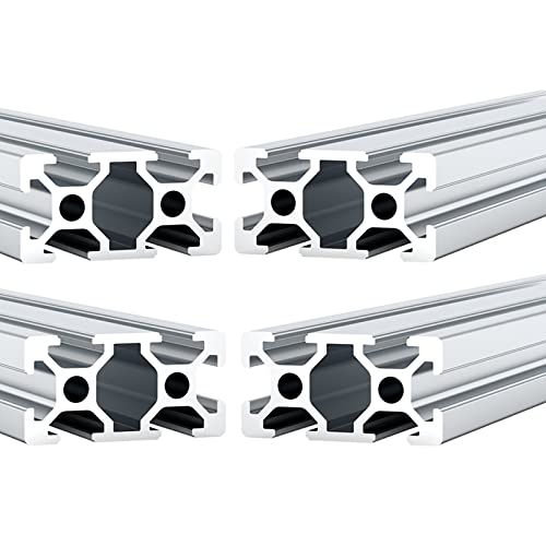Coavoo 2040 Aluminum Extrusion 62.99 inch / 1600mm Length T Slot Silver 4 Pack, Extruded Aluminum 20mm x 40mm 20 Series T Type Profiles Anodized European Standard Linear Rail Frame 4Pcs