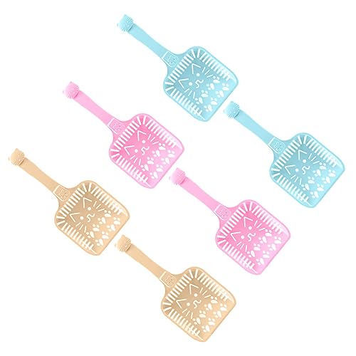 CIYODO 6pcs Cat Litter Scoop Pet Shovel Wide Entry Angle Lightweight Plastic for Easy Cleaning Comfortable Ergonomic Grip Random Color