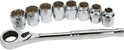 Pass-Through Spline Socket Set 9 pc ratchet low profile 3/8" drive