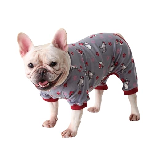 BT Bear Fat Dog Clothes,Autumn Winter Soft Warm Dog Pajamas Jumpsuit Mops Bulldog Onesies Clothes Costume for Cats Puppy Small Dogs S, Red