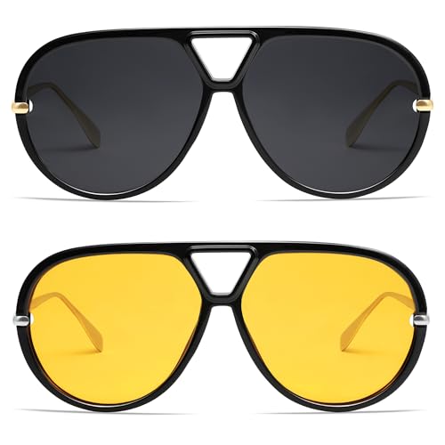 Image of VANLINKER Oversized Trendy Polarized Aviator Sunglasses for Women Men Retro Round Sunglasses Vintage Shield Shades VL9798