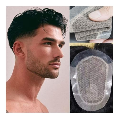 Men's bald wig Base de seda for hombres con alrededor de 100% cabello humano inyectado, prótesis de cabello masculino, sistema de cabello hecho a mano transpirable, peluca for hombres Bald cap(15x20CM